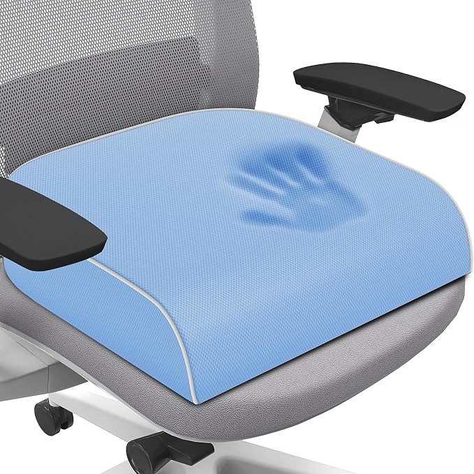 SweetSlubr Seat Cushion, Chair Pad, Memory Foam Tailbone Pain Relief | Office Chair Cushion for Tailbone Pain Relief, Non-Slip Cover, Soft Support for Office Chair, Car Seat,Large/Light Blue by Unknown
