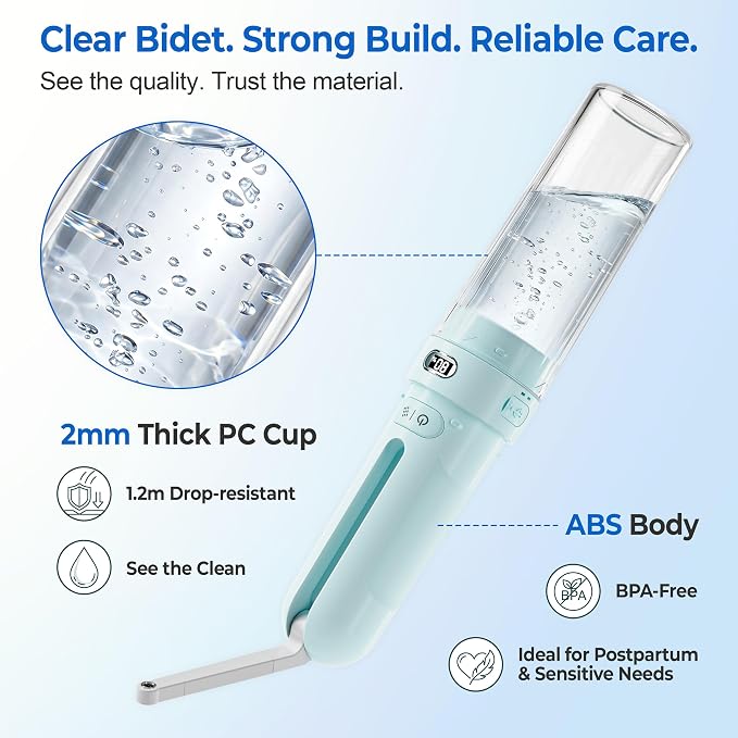 Electric Portable Bidet – Rechargeable Travel Bidet for Women Postpartum Care & Personal Hygiene | with 3 Pressure Modes for Home Travel & Camping (Aqua) - Image 8