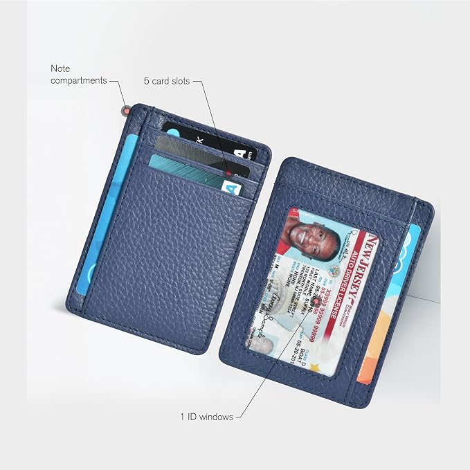 Slim Minimalist RFID Leather Wallet, Front Pocket Card Holder for Men - Image 2