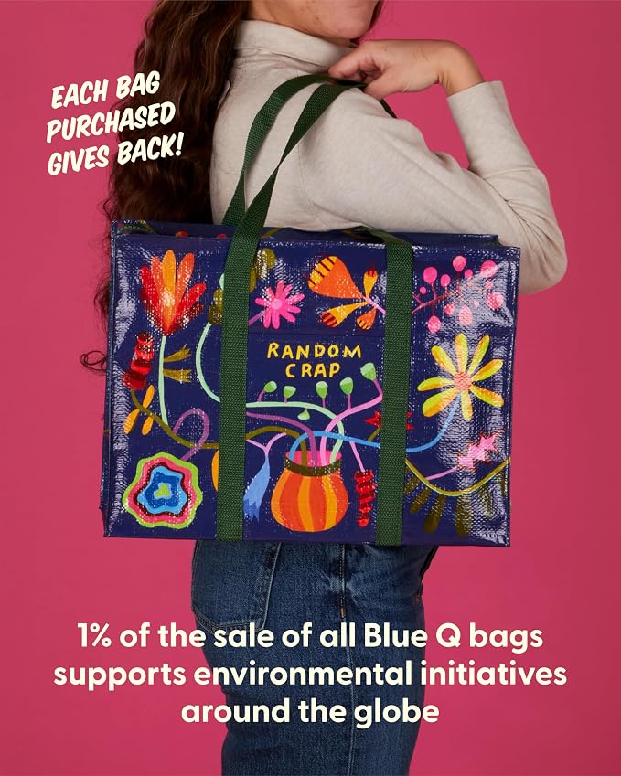 Blue Q Reusable Shoulder Tote Bag – Carry Everywhere Bag with a Hefty Zipper, Durable, Fun Design, 95% Recycled Material - Image 6
