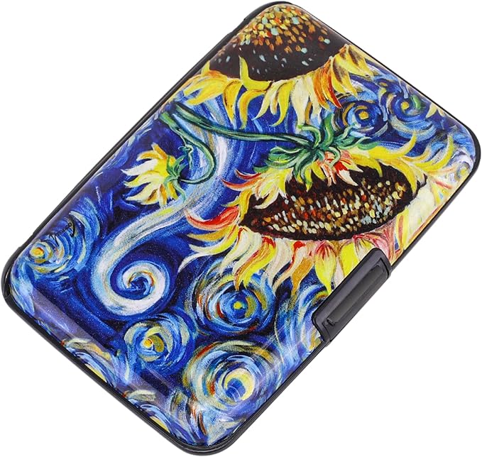 Mini RFID Aluminum Wallet Credit Cards Holder Business Card Case Metal ID Case for Men Women (Sun flower) by ELFISH