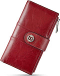 BOSTANTEN Womens Leather Wallet RFID Large Capacity Credit Card Holder | 3 Zipper Pockets, 2 SIM Slots, Clutch Wallet, Long Bifold, Ladies Gifts by BOSTANTEN