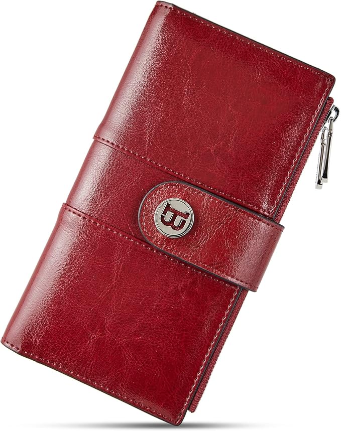 BOSTANTEN Womens Leather Wallet RFID Large Capacity Credit Card Holder | 3 Zipper Pockets, 2 SIM Slots, Clutch Wallet, Long Bifold, Ladies Gifts by BOSTANTEN