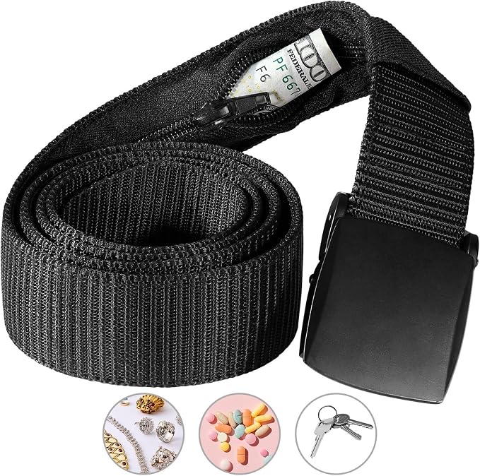 SP HOME GOODS Travel Money Belt with Hidden Money Pocket, Nylon Military Tactical Mens with Zinc Alloy Buckle- Black by SP+HOME+GOODS