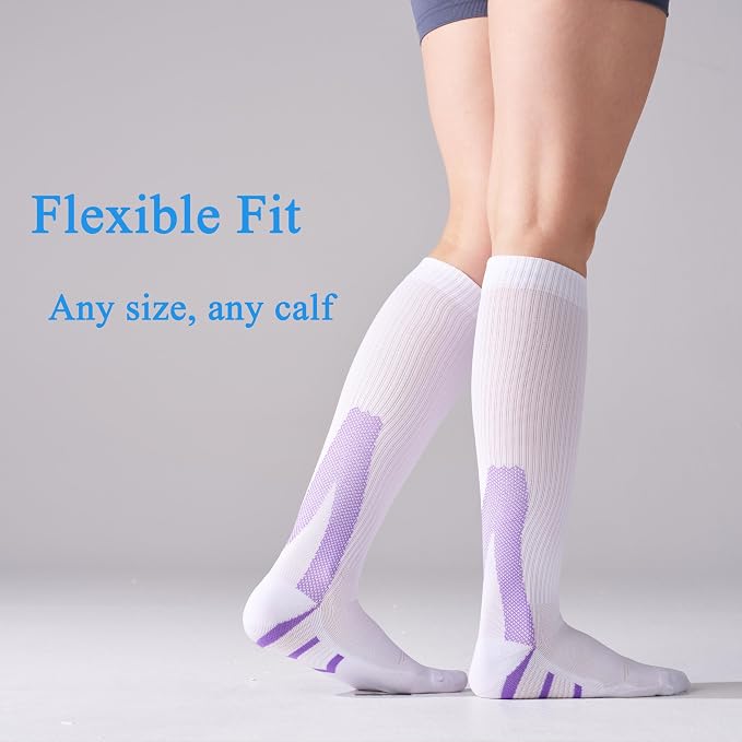 4 Pairs Compression Socks For Women and Men 20-30mmHg Graduated Compression Circulation Support Socks For Travel - Image 4