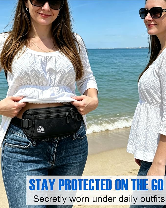 Money Belt for Travel, Passport Holder, RFID Blocking, Extender Strap | 3rd Gen Slim Waist Wallet Anti Theft to Protect Cash, Credit Cards and Document Under-Clothes for Men & Women, Black, Bamneat - Image 10