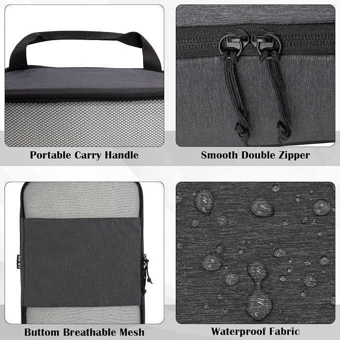Compression Packing Cubes for Travel Packing Organizers, Mesh Black, XL | Expandable Travel Cubes for Packing Suitcase Organizer Bags Compression Bags for Travel Accessories - Image 3