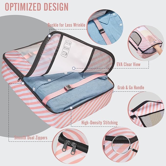 Veken 8 Set Packing Cubes for Travel Essentials, Suitcase Organizer Bags in 4 Sizes, Carry-On Luggage Accessories with Laundry Bag, Airplane Must Have with 99-Count Mesh Holes - Image 4