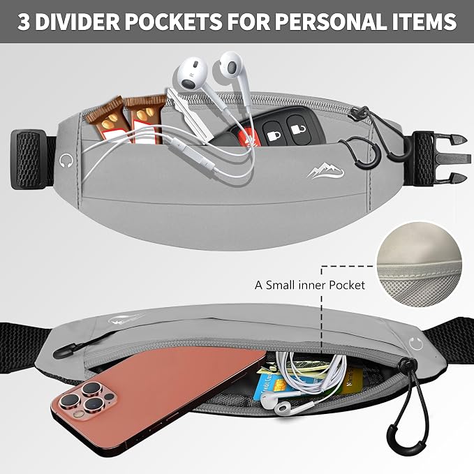 Running Fanny Pack Whole Bag Reflective, Running belt for Women &Men,Sweatproof Phone Holder Workout, Running Waist Pack(grey) - Image 4