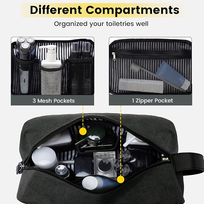 Vorspack Water Resistant Travel Toiletry Bag for Men Women - Grey | Travel Bag for Toiletries, Large Capacity, Organized Compartment, Suitable for Shaving Grooming Accessories, Gifts for Men - Image 3