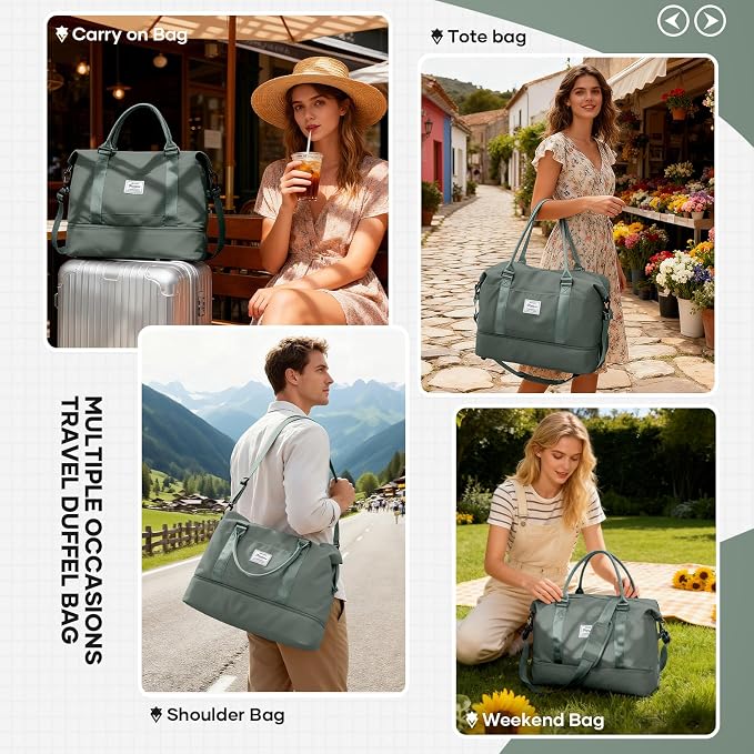 Travel Duffel Bag, Sports Tote Gym Bag, Shoulder Weekender Overnight Bag for Women - Image 8