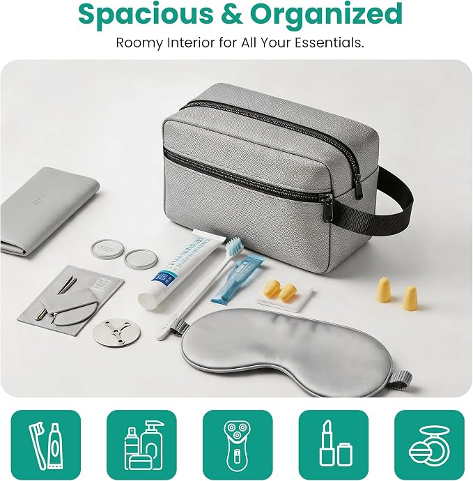 Travel Toiletry bag for Women and Men,Small Cosmetic Bag Hanging Lightweight Makeup Bag Small Tool Bag Travel Organizer accessories for Women Men - Grey - Image 2