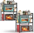 3 Tier Expandable Microwave Stand countertop,Microwave Oven Rack,2Pcs | microwave shelf, storage shelves for pans &appliances,Adjustable partition height，55 Lbs load Per Tier,Black by NETELOfficial