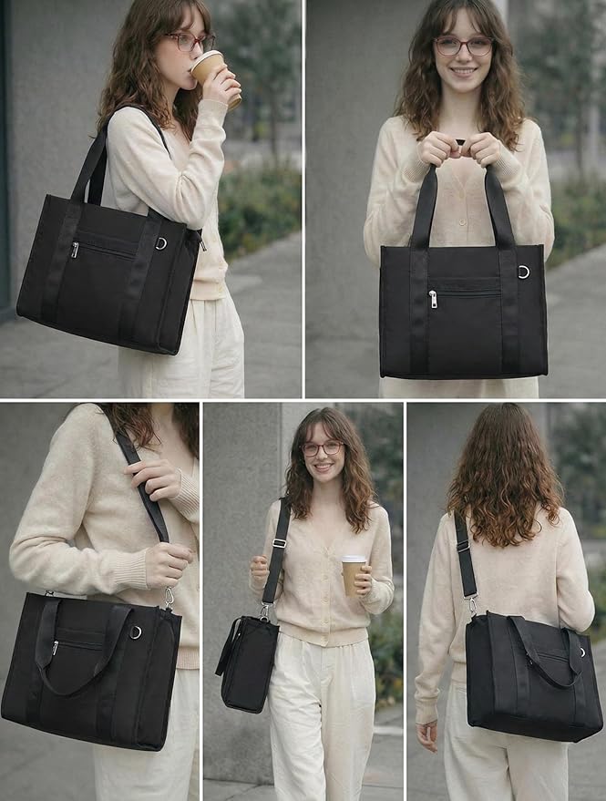 Work Tote Bag for Women, Lightweight Puffer Tote Crossbody with Zipper | Travel Utility Tote Multi-Pocket, RFID Pocket, Large Capacity, Luggage Sleeve, Shoulder Bag for Office, Daily, Gym, Teacher - Image 2