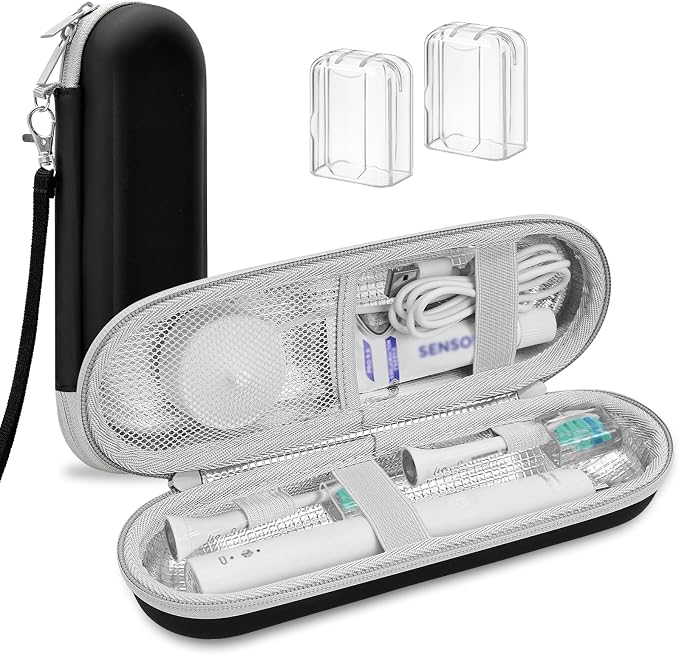 ICIMBI Electric Toothbrush Travel Case for Philips Sonicare 4100 6100 5100 6500 Series Electric Toothbrush, Hard EVA Toothbrush Protective Holder, Water-Resistant（Includes 2 Brush Head Covers） by Unknown