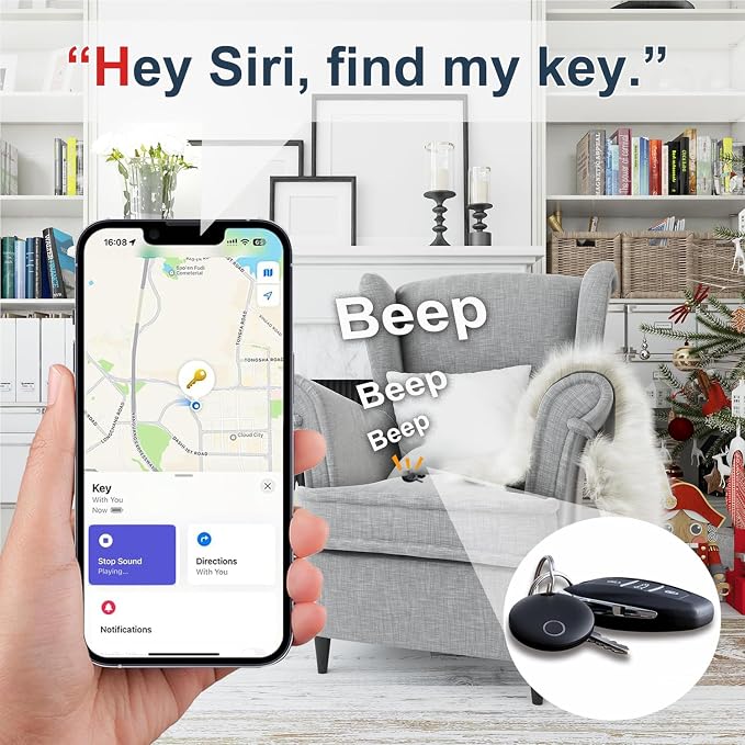 Key Finders, Luggage Tracker Tag Works with Find My (iOS only), Item Locator for Keys, Wallet, Suitcase,Bicycle and More, Replaceable Battery, IP67 Waterproof, Black, 1 PACK - Image 3