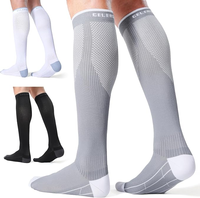CS CELERSPORT 3/4 Pairs Compression Socks for Men Women Size 6-12 | Knee High Support Socks for Running Nurses Pregnancy Travel Daily Wear by CSCELERSPORT