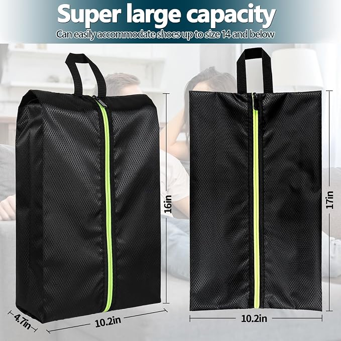 Shoe Bags for Travel - Set of 3 Pack Large Capacity Oxford Fabric Shoe Bags, Multi-Functional Dust-Proof and Waterproof Men & Women Travel Shoe Bag(Black) | Waterproof dustproof design, fits men women shoes up to size 14, gym trips closet storage, dura... - Image 2