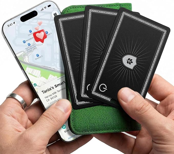 [3 Pack] Wallet Tracker Card (iOS Only),Ultra Slim 0.07in,Rechargeable Bluetooth Tracker, IP68 Waterproof,Wireless Charging, Smart Location Finder for Keys, Wallet, Luggage Tags by OylikWowyouloveit