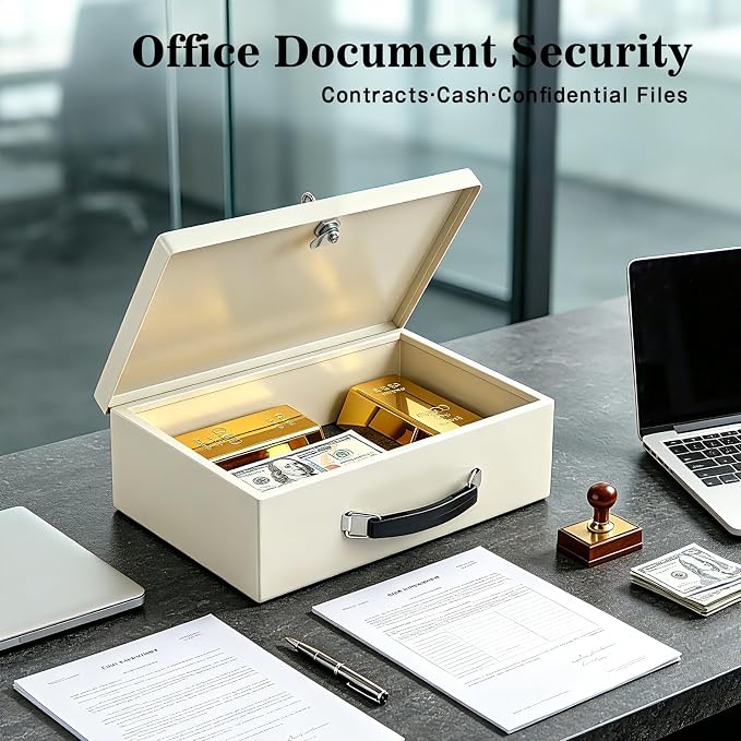 xydled Fireproof Document Box with Key Lock, Fire Safe Box, White | Fire and water resistant lock box for documents, passports, cash and valuables, keeping secure at home, 12.8 x 8.5 x 4.5 Inch - Image 6