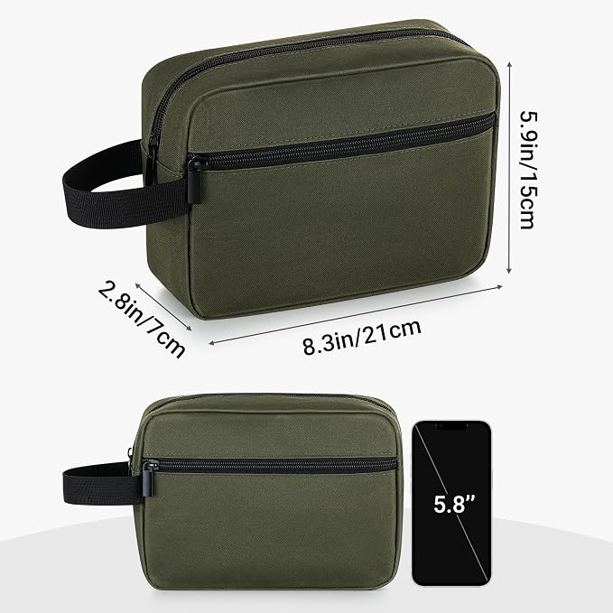 Elviros Travel Toiletry Bag for Women and Men,Lightweight Makeup Bag Hanging Dopp Kit with Shaving Compartment Cosmetic Organizer Small Tool Bag Travel Essentials,Gifts for Men(Army Green) - Image 5