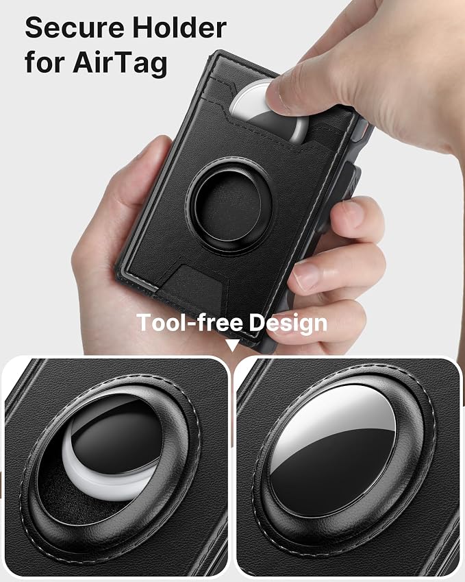 typecase AirTag Wallet for Men: Compatible with Apple AirTag (1st & 2nd Generation), RFID Blocking, Genuine Leather, Slim & Minimalist Design,13 Cards Capacitiy | ID Window | Money Clip (Black) - Image 6