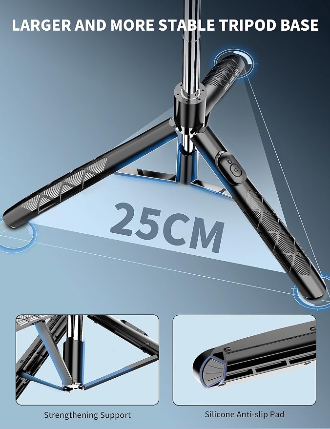 71" Phone Tripod & Selfie Stick, All in One Extendable Cell Phone Tripod with Wireless Remote, Tripods Stand for iPhone & Travel Selfie Stick 360° Rotation Compatible with iPhone Android, Camera - Image 3