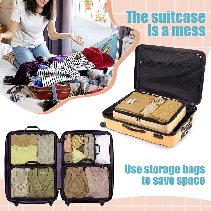7 Pcs Packing Cubes for Travel Days of Week,Multicolor,Large - Image 5