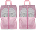 Shoe Bags For Travel, Used As For Storage or Shoe Travel Bag, Featuring Waterproof Nylon Sneaker Bag. (Light Pink, 2 Pack, Large) by HANOZI
