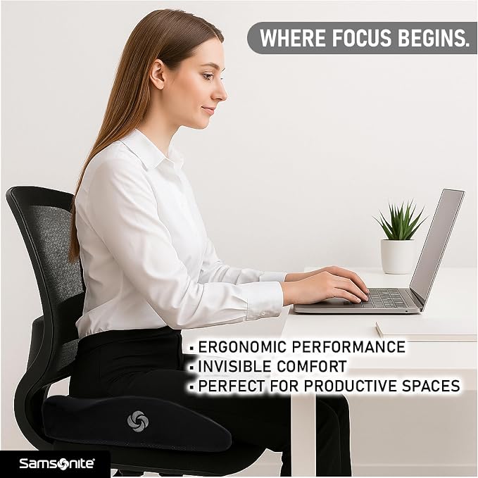 Samsonite Car Seat Cushion Curved Pillow - Butt Cushions for Office Chairs, Car Seat Back Support Pillow Tailbone Support Cushion - Image 7