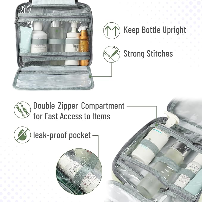 Ms. Pen- Travel Toiletry Bag Organizers, Sage Green | Makeup Travel Bag for Toiletries with Hanging Hook, Water-Resistant - Image 6