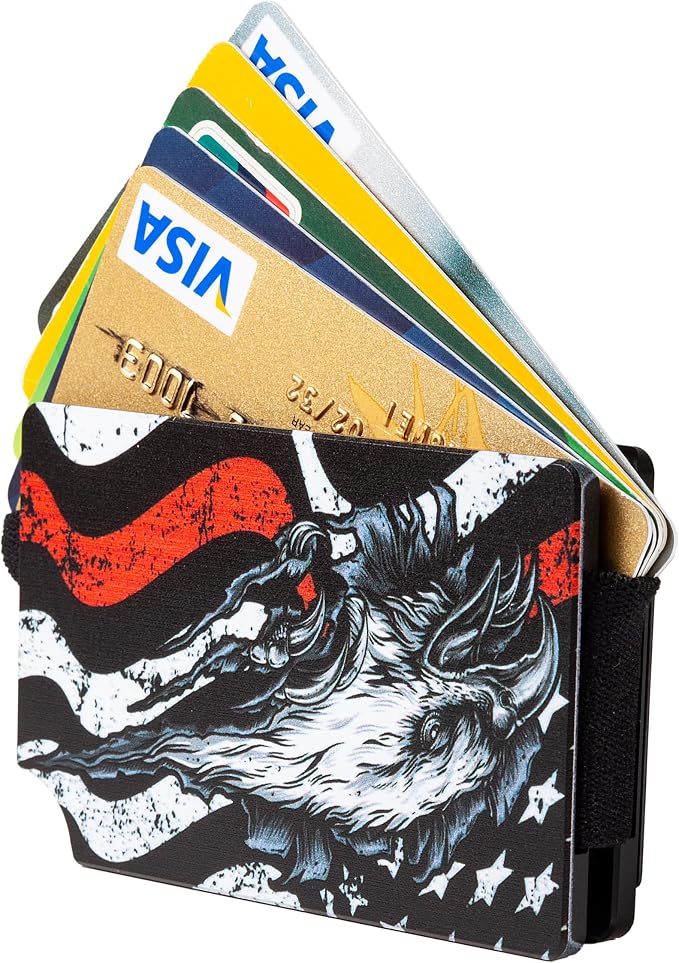 Slim Wallet for Men,RFID Blocking Minimalist Metal Wallet, Money Clip/Cash Holder, Front Pocket Aluminum Credit Card Holder, Ideal Gift for Men,Redline-American USA Flag - Image 3