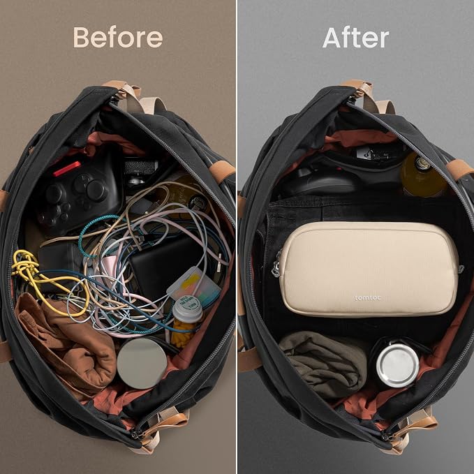 tomtoc Electronics Organizer Travel Case, Cable Organizer for Essentials | Water Resistant Tech Pouch Accessories Travel Bag Carry Storage for Cord, Phone, Cables, Airpods, USB Drive, Daily Items - Image 5