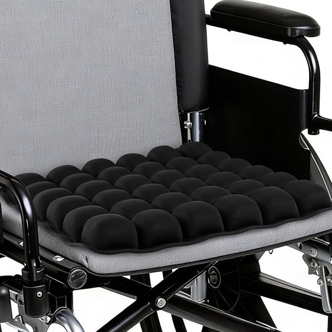 Inflatable Seat Cushion for Office, Travel, Car & Wheelchair - Inflating Air Cushion Seat, Portable Comfort Seat Cushions for Airplane, Stadium, Chair - Ergonomic Support for Long Sitting (Black) | Inflating Air Cushion Seat, Portable Comfort Seat Cush... - Image 8