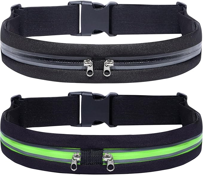 2 Pack Running Belt Fanny Packs for women and men,Belt Bag for Hiking Cycling Workout,Reflective Fanny Packs for Men Runners Belt Compatible with iPhone13,12 pro,Travelling Money Phone Holder by Herolland
