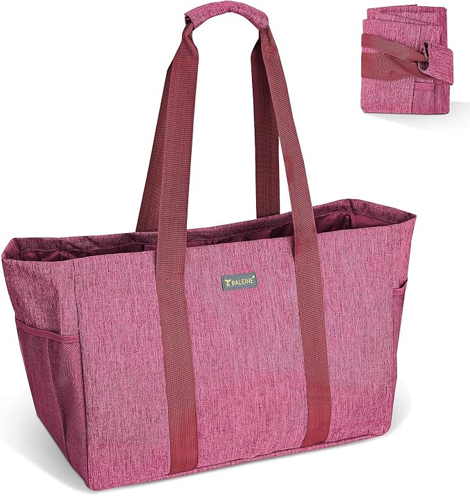 BALEINE Soft 9 Gallon Extra Large Utility Tote, Foldable Reusable Storage Bag (Berry Pink) by BALEINE
