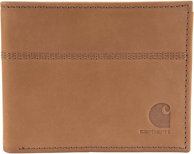 Carhartt Men’s Full Grain Saddle Leather Wallets, RFID Blocking Bifold, Trifold, and Front Pocket Options, Gifts for Men by Carhartt