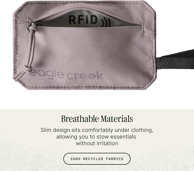 Eagle Creek Undercover RFID Hidden Pocket, Orchid | Travel Security Pouch with RFID Blocking, Lightweight, Wear Under Clothing, Zippered Passport and Card Holder - Image 3