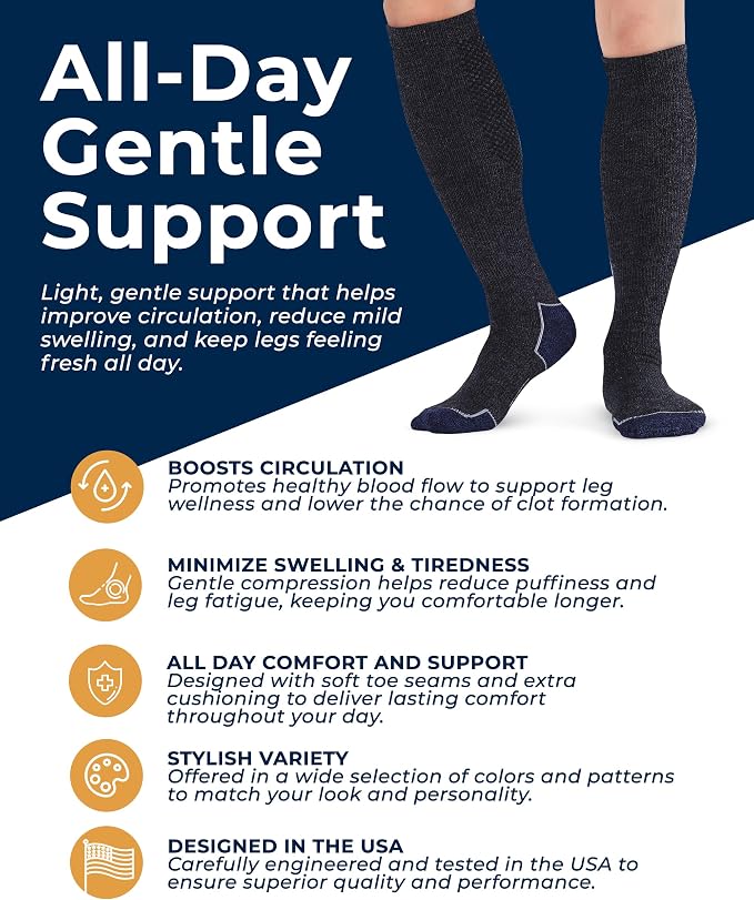 Pembrook® Light Compression Socks for Men & Women - 3 Pairs | 8-15 mmhg Compression Dress Socks for Men | Support Socks - Image 2