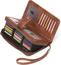 GAEKEAO Leather Credit Card Holder Wallet for Women RFID Blocking Large Capacity Bifold Zipper Card Case Organizer with Wristlet 45 Slots by GAEKEAO