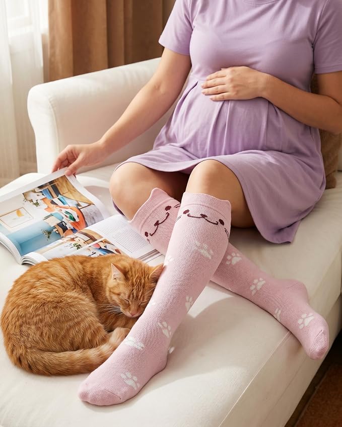 Jeasona Bamboo Viscose Compression Socks for Women 15-20 mmHg 3 Pack Cute Socks for Travel Nurses Pregnancy Daily Wear - Image 6