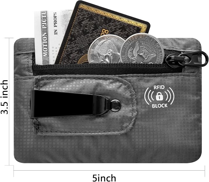 KOSMCCO RFID Blocking Clip Stash Pocket Travel Belt Wallet, Grey, Medium | Compact Hidden Design, For Cards & Cash, Slim Pickpocket-Proof, Everyday Carry - Image 7
