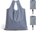 2 Pack Reusable Shopping Bag, Foldable Grocery Bags, Blue Stripes | Large Capacity, Washable, Grocery Tote, Utility Travel Shoulder Bag by MOLOVACase