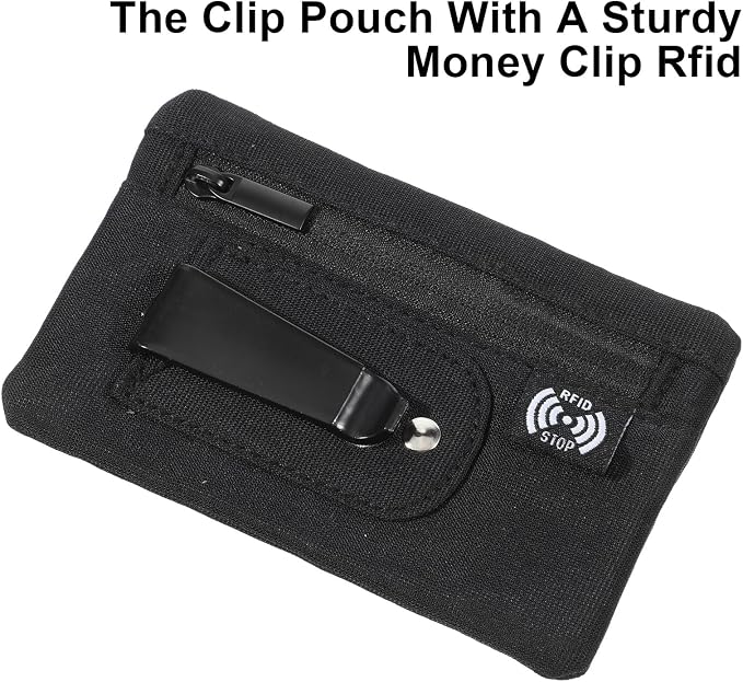RFID Blocking Clip Stash Pocket, Ultra Thin Anti-Theft Travel Pouch, Compact Hidden Travel Belt Wallet for Cards & Cash Pickpocket Hidden Clips Stash Credit Card Holder for Everyday Carry Traveling - Image 9