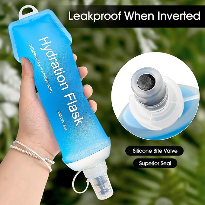 GUYI GYGYL Soft Flask, Collapsible Water Bottle for Sports, 250ml Blue | TPU Collapsible Water Bottle for Hydration Pack, Running Vest, Leak-Proof Folding Bottle for Hiking Cycling Climbing Jogging - Image 7