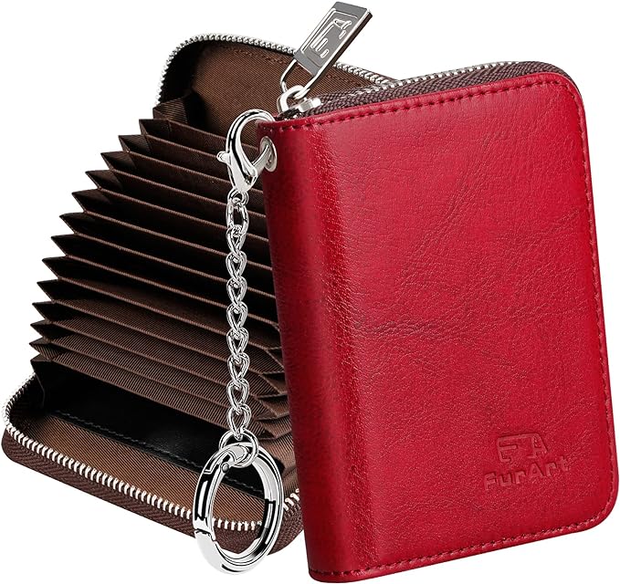 FurArt Zipper Wallet Women RFID Credit Card Holder keychain Wallet | ID Window RFID Blocking Compact Small business 15/16 slots by FurArt
