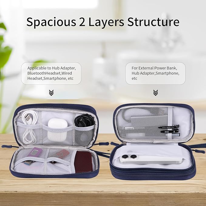 Travel Cable Organizer Electronics Accessories Bag for Charger, Phone, memory card,Travel Gadget Bag-Blue - Image 5