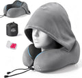 SkytraxComf® Travel Neck Pillow with Hood for Privacy on Long Flights | Memory Foam | Airplane Sleep | Safety-Tested Materials | Extra Large Hood | Chin Support | Earplugs | Washable Cover by SKYTRAXCOMF
