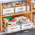 2Pack Pull out Cabinet Organizer,Heavy Duty Slide out Pantry Shelves Drawer Storage with Adhesive Nano Film,Sliding Mesh Basket with Handle for Kitchen, Bathroom, Home, 11.8W" X 15.7"D X 6.2"H,White by Kitstorack