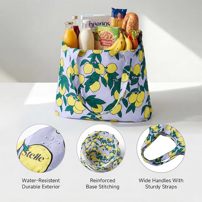 Stelle Lightweight Reusable Grocery Bag with Handles Ripstop Nylon Foldable Tote Shopping Bags for Travel and Groceries - Image 4